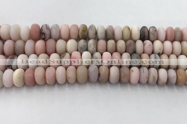 COP1548 15.5 inches 6*10mm rondelle matte natural pink opal beads