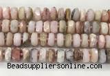 COP1554 15.5 inches 6*13mm - 8*14mm faceted tyre natural pink opal beads