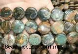 COP1648 15.5 inches 20mm flat round green opal gemstone beads