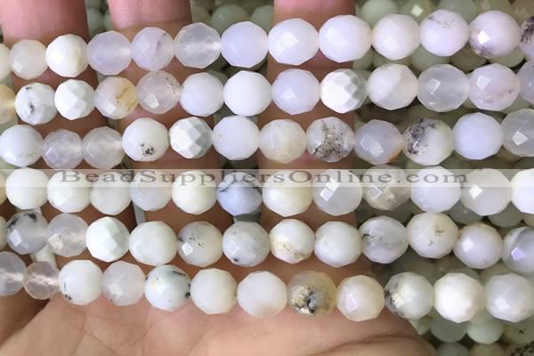 COP1667 15.5 inches 8mm faceted round white opal beads