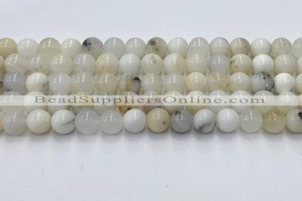 COP1726 15.5 inches 8mm round white opal beads wholesale