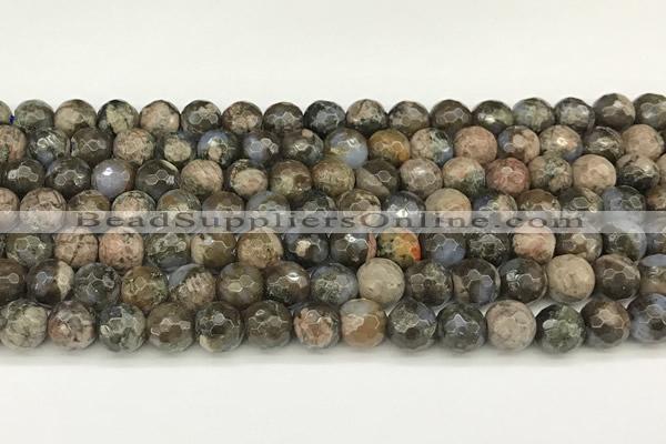 COP1810 15 inches 6mm faceted round grey opal beads