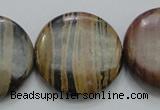 COP215 15.5 inches 30mm flat round natural brown opal gemstone beads