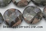 COP278 15.5 inches 25mm faceted round natural grey opal gemstone beads