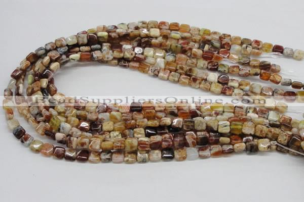 COP303 15.5 inches 8*8mm square brandy opal gemstone beads wholesale