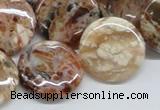 COP308 15.5 inches 22mm flat round brandy opal gemstone beads wholesale