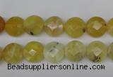 COP345 15.5 inches 10mm faceted coin yellow opal gemstone beads