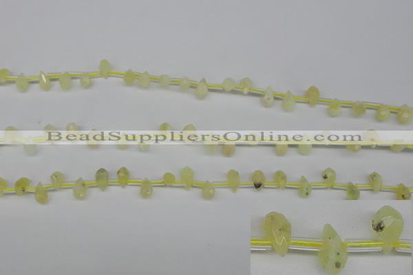 COP347 Top-drilled 6*9mm faceted teardrop yellow opal gemstone beads