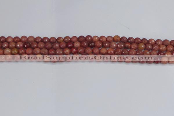 COP441 15.5 inches 4mm faceted round African blood jasper beads