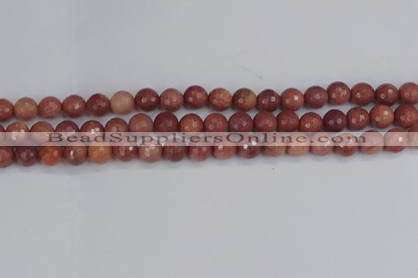 COP443 15.5 inches 8mm faceted round African blood jasper beads