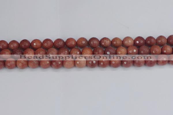 COP444 15.5 inches 10mm faceted round African blood jasper beads