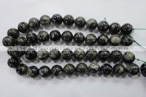 COP458 15.5 inches 18mm round natural grey opal gemstone beads