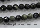 COP462 15.5 inches 8mm faceted round natural grey opal gemstone beads