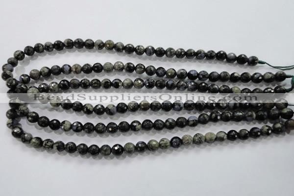 COP462 15.5 inches 8mm faceted round natural grey opal gemstone beads