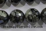 COP467 15.5 inches 18mm faceted round natural grey opal gemstone beads