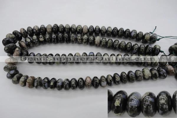 COP470 15.5 inches 10*14mm rondelle natural grey opal beads