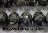 COP479 15.5 inches 15*20mm faceted rondelle natural grey opal beads