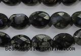 COP486 15.5 inches 10*14mm faceted oval natural grey opal beads