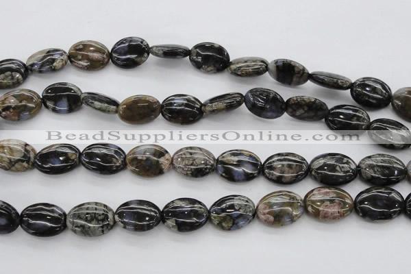 COP497 15.5 inches 12*16mm oval natural grey opal gemstone beads