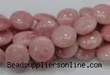 COP60 15.5 inches 12mm flat round natural pink opal gemstone beads