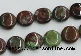 COP603 15.5 inches 12mm flat round green opal gemstone beads