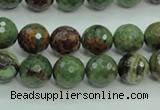 COP662 15.5 inches 8mm faceted round green opal gemstone beads