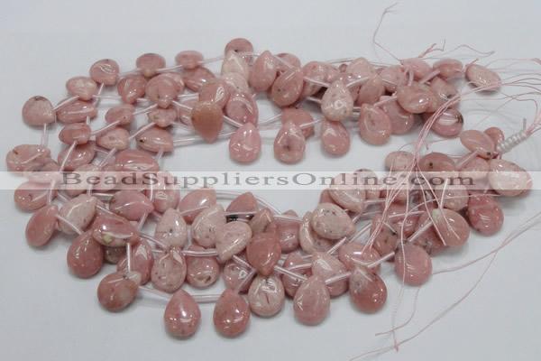 COP74 15.5 inches 13*18mm flat teardrop natural pink opal beads