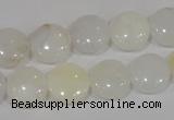 COP904 15.5 inches 12mm flat round natural white opal gemstone beads