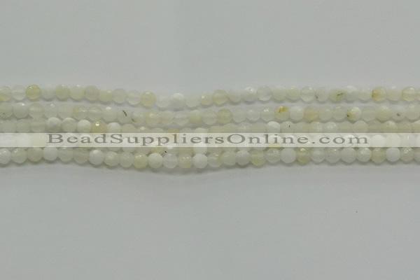 COP930 15.5 inches 4mm faceted round white opal gemstone beads