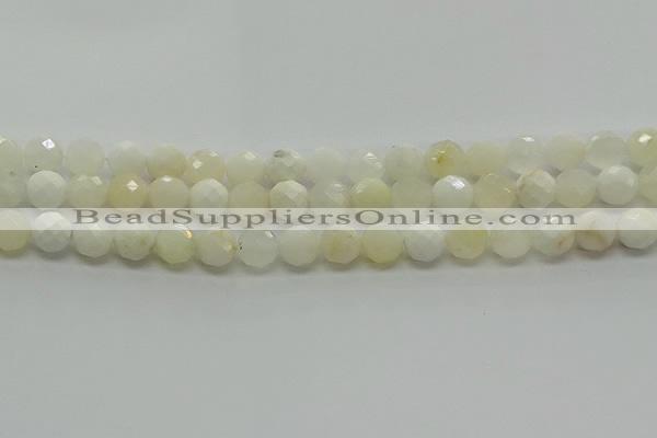 COP932 15.5 inches 8mm faceted round white opal gemstone beads