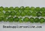 COQ115 15.5 inches 6mm faceted nuggets dyed olive quartz beads