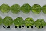 COQ117 15.5 inches 10mm faceted nuggets dyed olive quartz beads