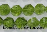 COQ118 15.5 inches 12mm faceted nuggets dyed olive quartz beads