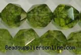 COQ120 15.5 inches 16mm faceted nuggets dyed olive quartz beads