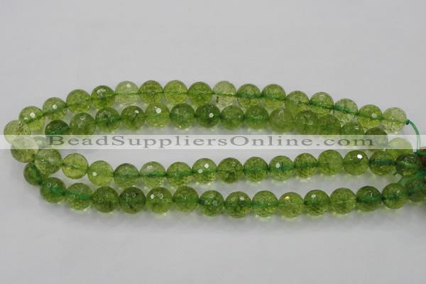 COQ14 16 inches 10mm faceted round dyed olive quartz beads wholesale