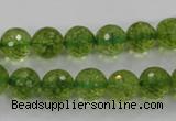 COQ16 16 inches 14mm faceted round dyed olive quartz beads wholesale