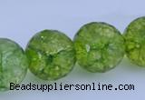 COQ18 16 inches 18mm faceted round dyed olive quartz beads wholesale