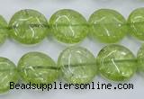 COQ25 16 inches 15mm flat round dyed olive quartz beads wholesale