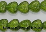 COQ33 15.5 inches 20*20mm heart dyed olive quartz beads wholesale