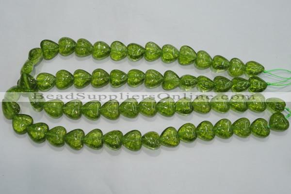 COQ33 15.5 inches 20*20mm heart dyed olive quartz beads wholesale