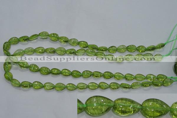 COQ40 15.5 inches 8*12mm flat teardrop dyed olive quartz beads