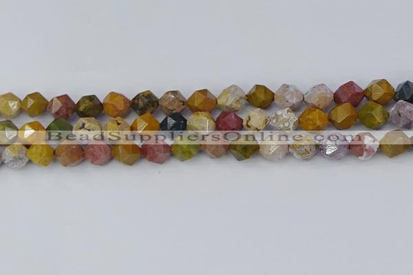 COS212 15.5 inches 10mm faceted nuggets ocean jasper beads