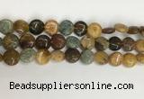 COS243 15.5 inches 10mm flat round ocean stone beads wholesale