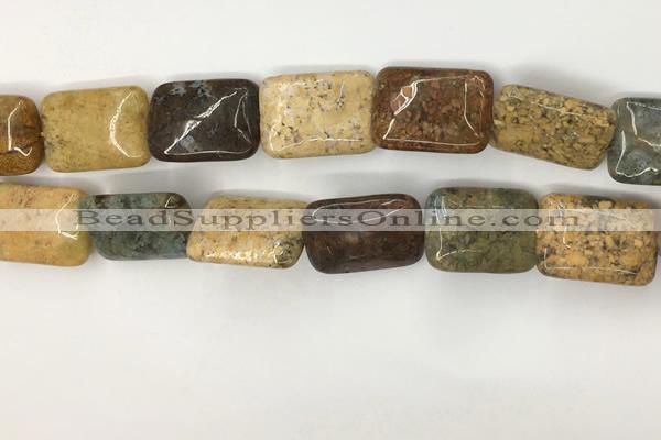 COS254 15.5 inches 15*20mm rectangle ocean stone beads wholesale