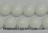 CPB06 15.5 inches 14mm round white porcelain beads wholesale