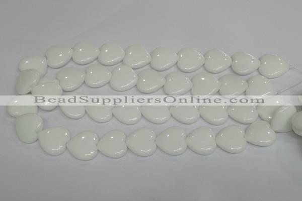 CPB106 15.5 inches 20*20mm heart white porcelain beads wholesale