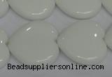 CPB107 15.5 inches 25*25mm heart white porcelain beads wholesale