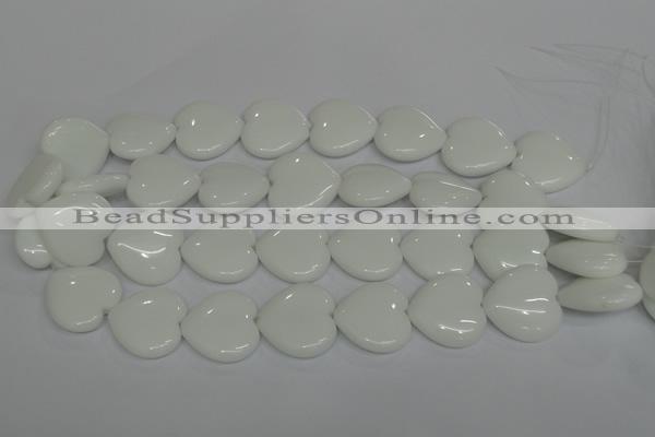 CPB107 15.5 inches 25*25mm heart white porcelain beads wholesale