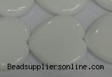 CPB108 15.5 inches 30*30mm heart white porcelain beads wholesale