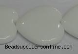 CPB109 15.5 inches 35*35mm heart white porcelain beads wholesale